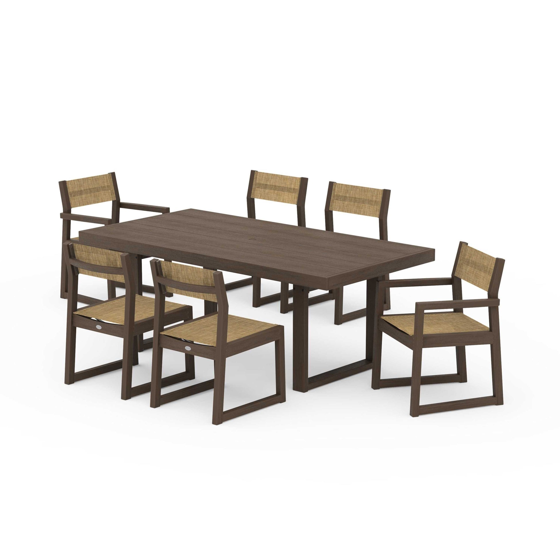 POLYWOOD EDGE Sling 7-Piece Dining Set — Kona / Burlap Sling