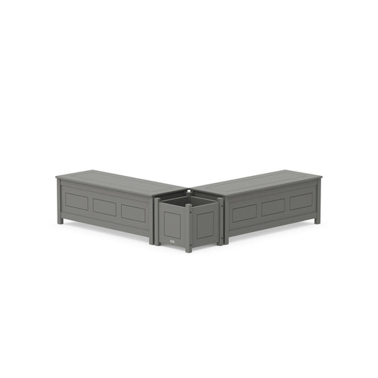 POLYWOOD 48" Country Living L- Shaped Planter Storage Bench Set — Slate Grey