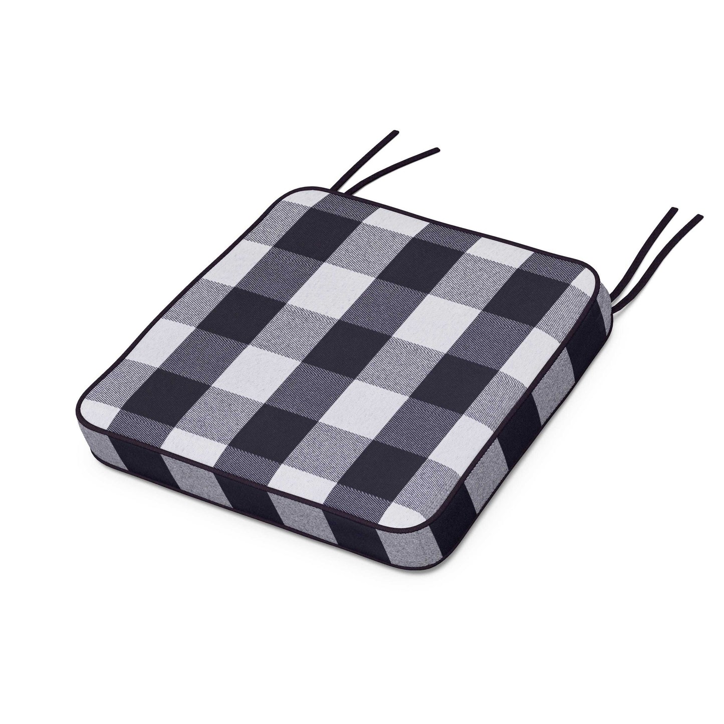 POLYWOOD Chinoiserie Side Chair Seat Cushion — Buffalo Plaid Navy