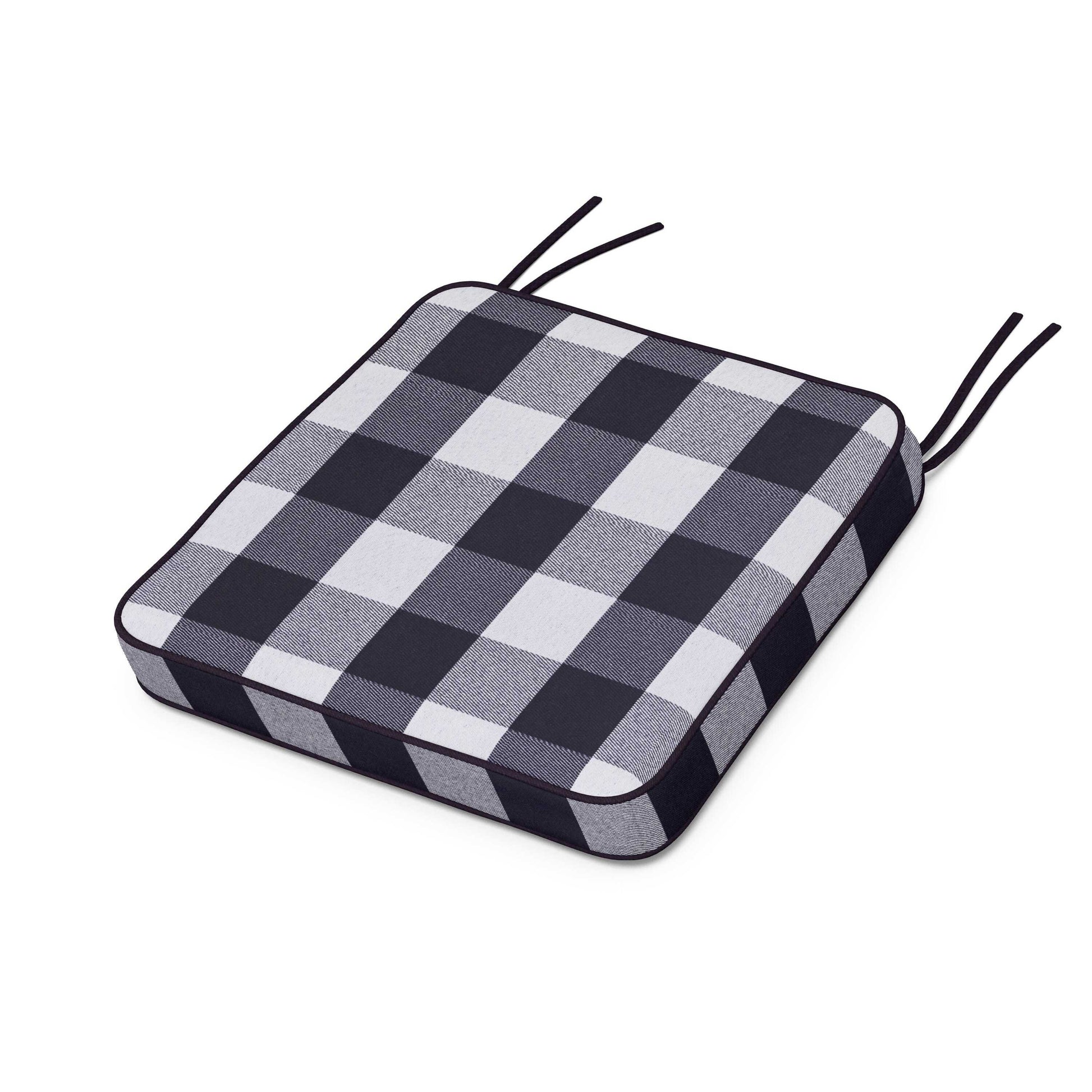 POLYWOOD Chinoiserie Side Chair Seat Cushion — Buffalo Plaid Navy