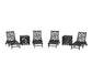 POLYWOOD Chippendale 6-Piece Chaise Set with Wheels and Umbrella Stand Accent Table — Black
