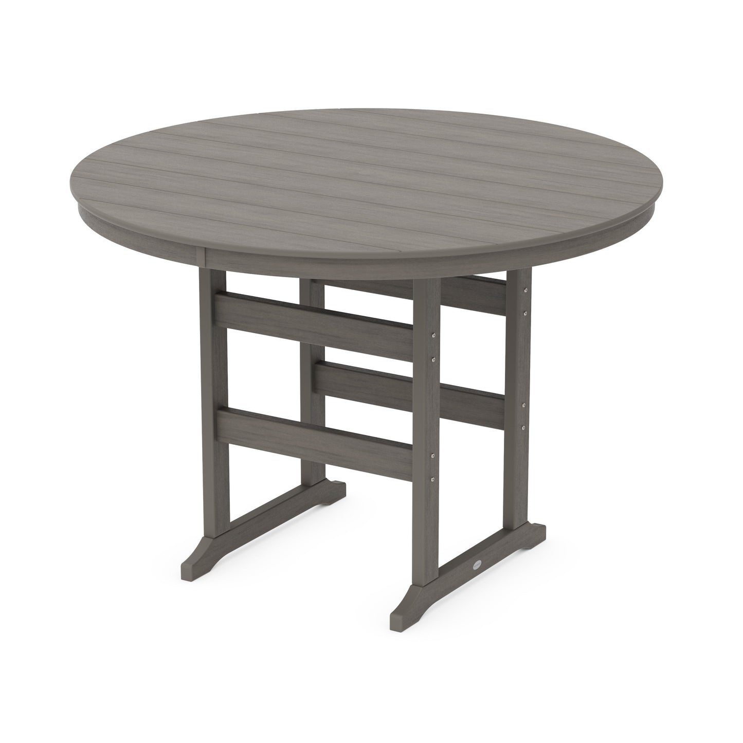 POLYWOOD 60" Round Farmhouse Bar Table — Driftwood