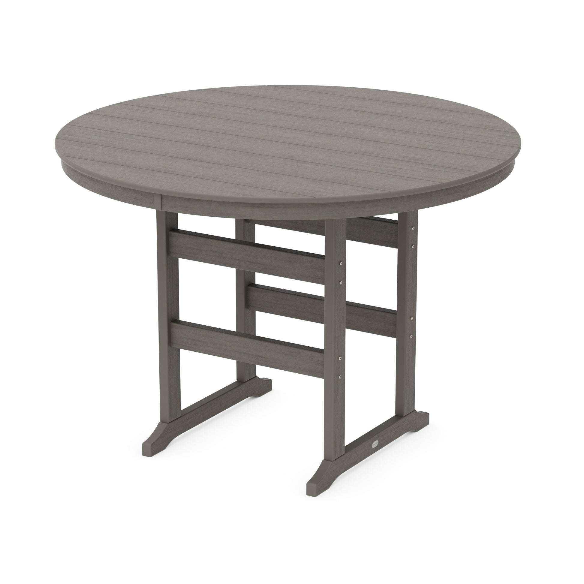 POLYWOOD 60" Round Farmhouse Bar Table — Driftwood