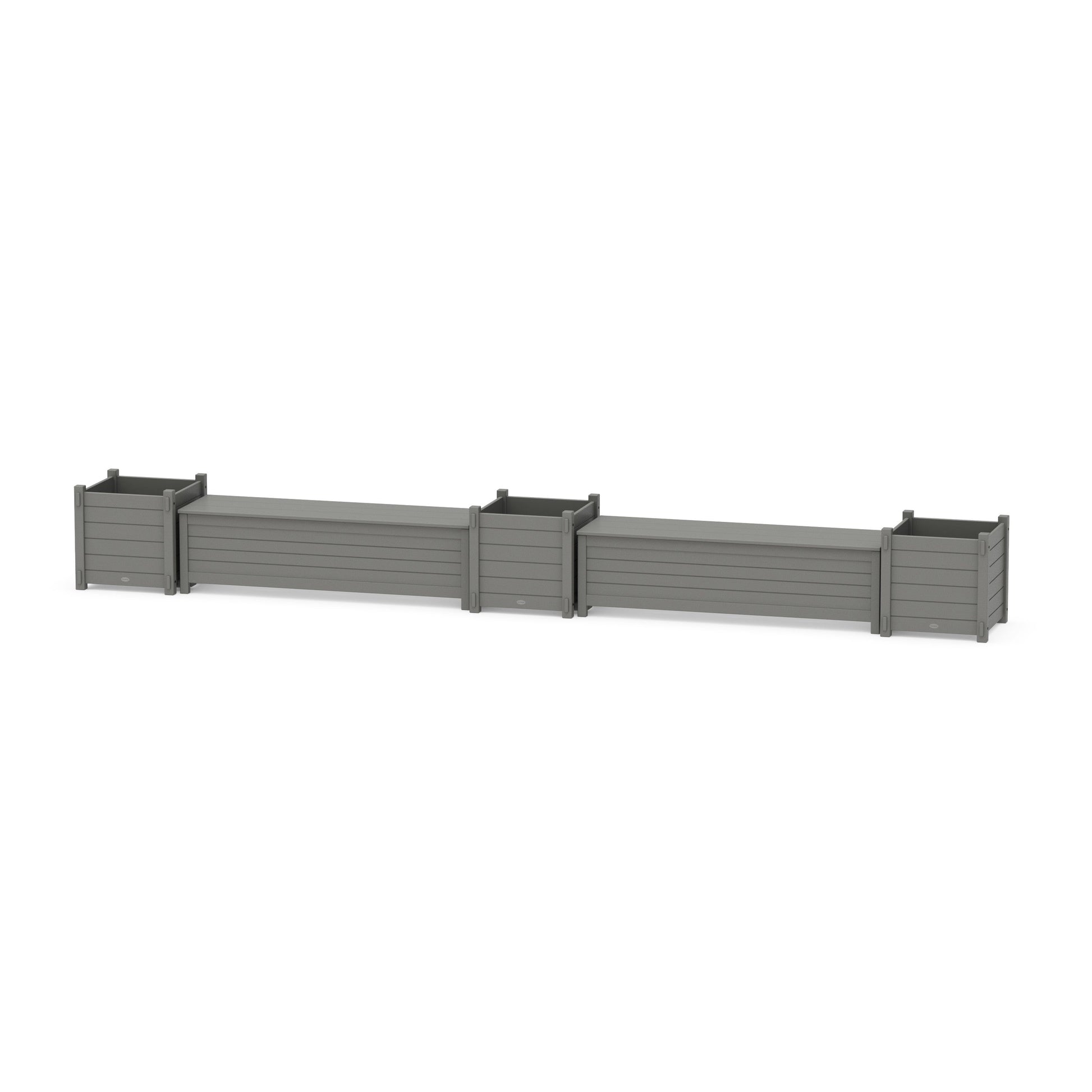 POLYWOOD 60" Nautical L- Shaped Planter Storage Bench Corner Set- Large