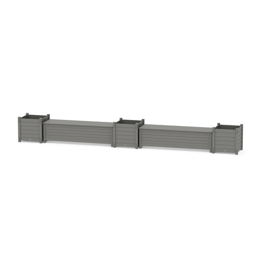 POLYWOOD 60" Nautical Straight Double Planter Storage Bench Set- Large — Slate Grey