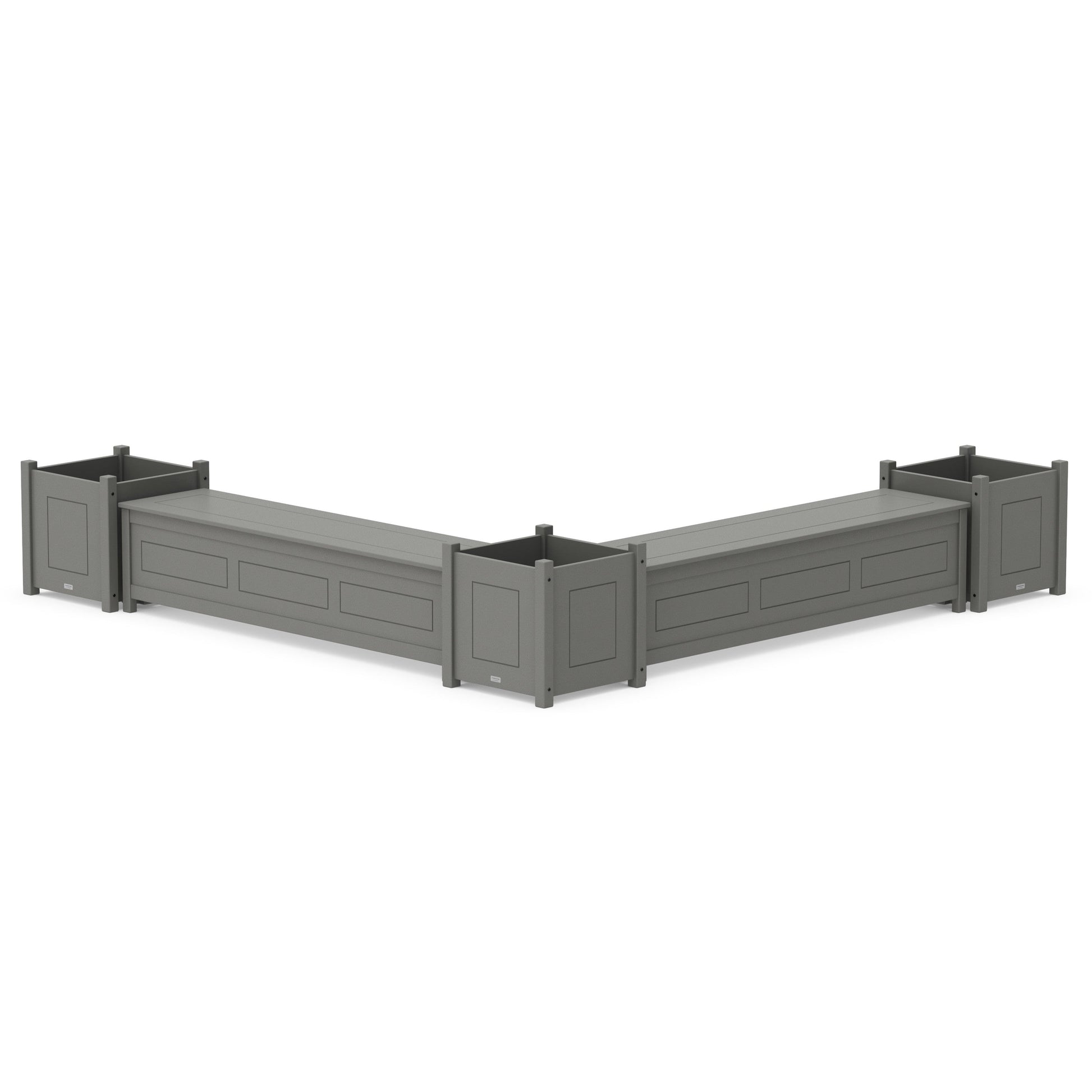 POLYWOOD 72" Country Living L- Shaped Planter Storage Bench Corner Set- Large — Slate Grey