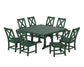 POLYWOOD Braxton Side Chair 9-Piece Farmhouse Dining Set — Green