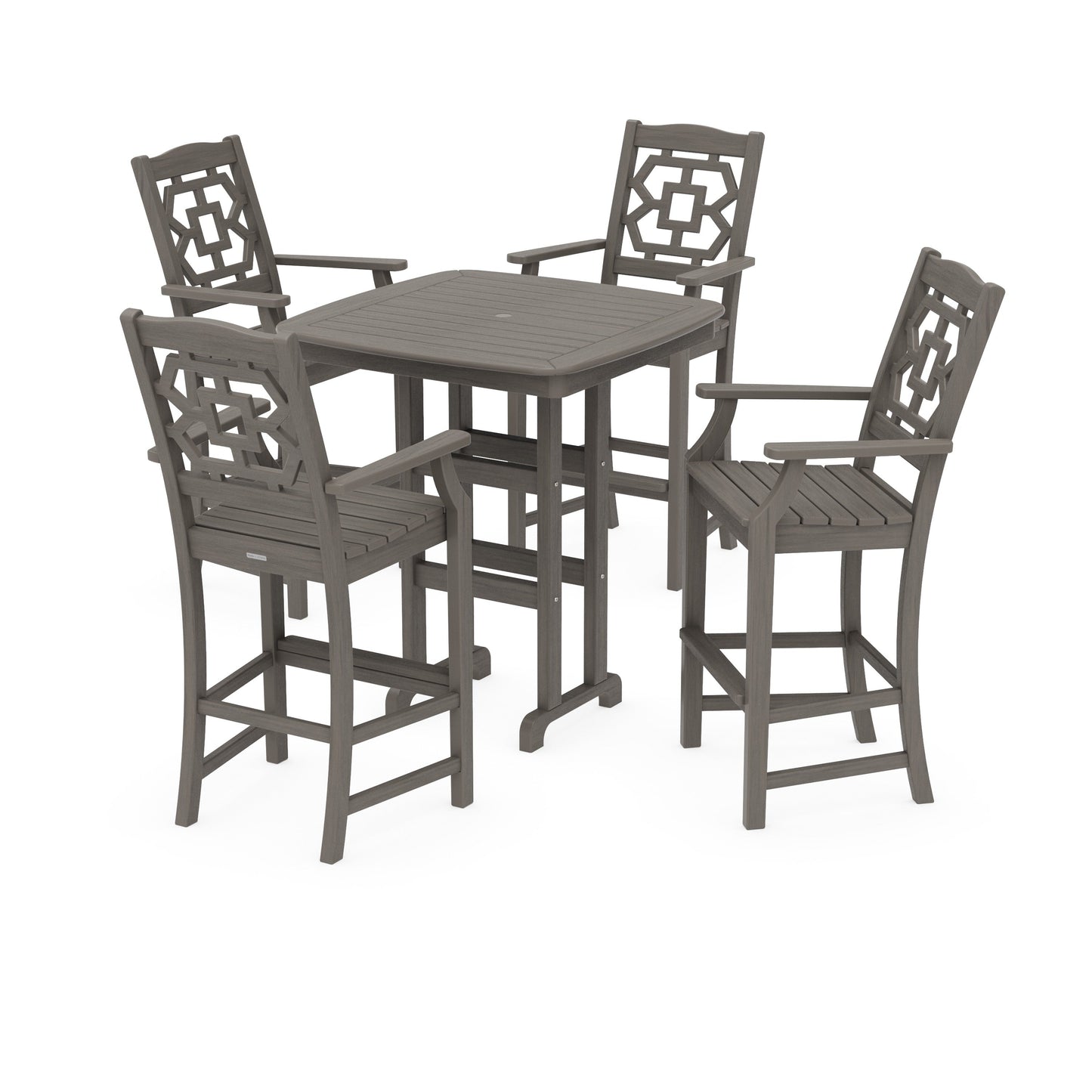 POLYWOOD Chinoiserie 5-Piece Bar Set — Driftwood