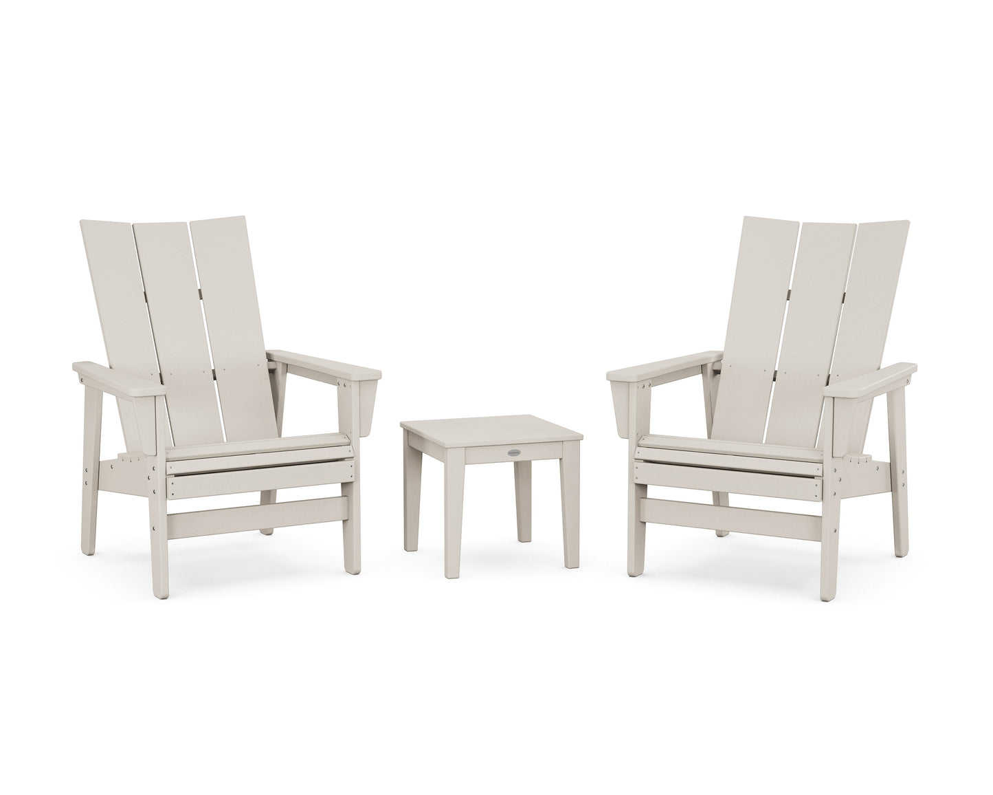 POLYWOOD 3-Piece Modern Grand Upright Adirondack Set — Sand