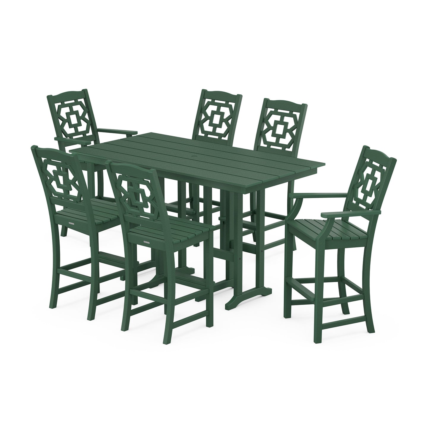 POLYWOOD Chinoiserie 7-Piece Farmhouse Bar Set — Green