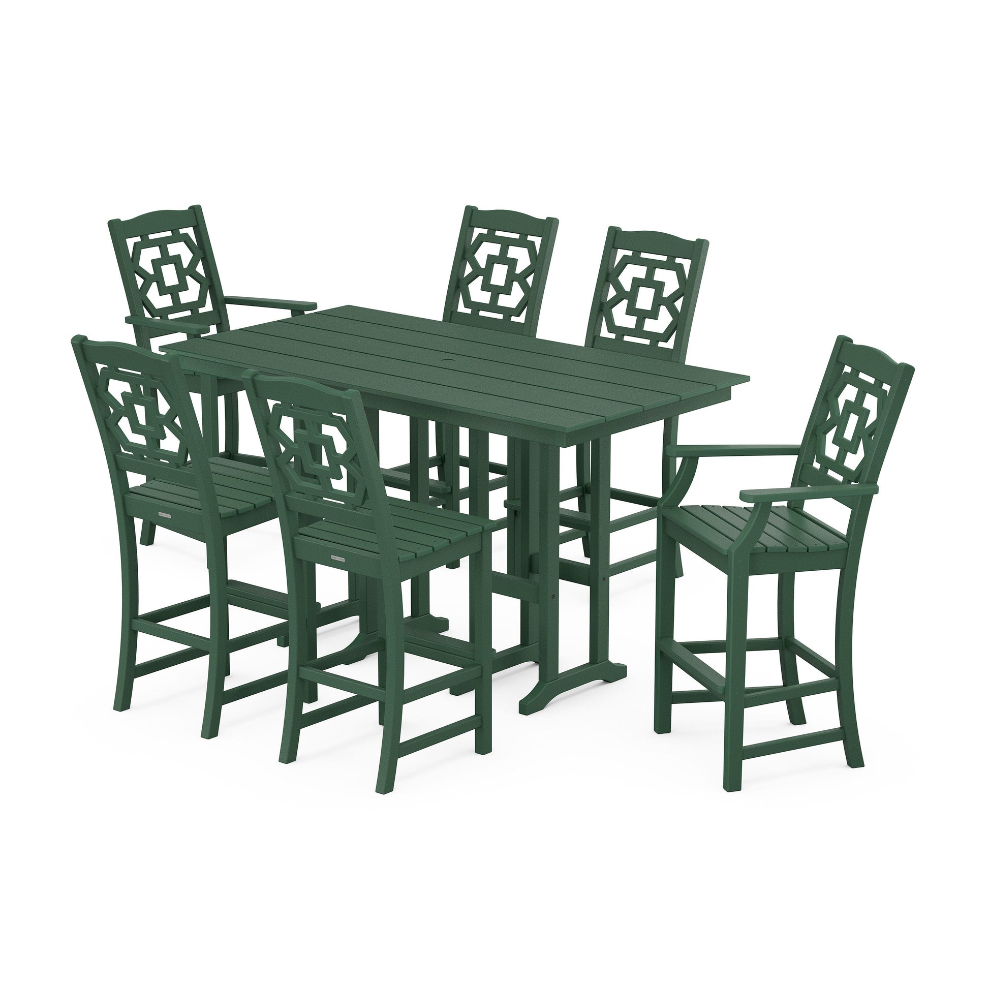 POLYWOOD Chinoiserie 7-Piece Farmhouse Bar Set — Green