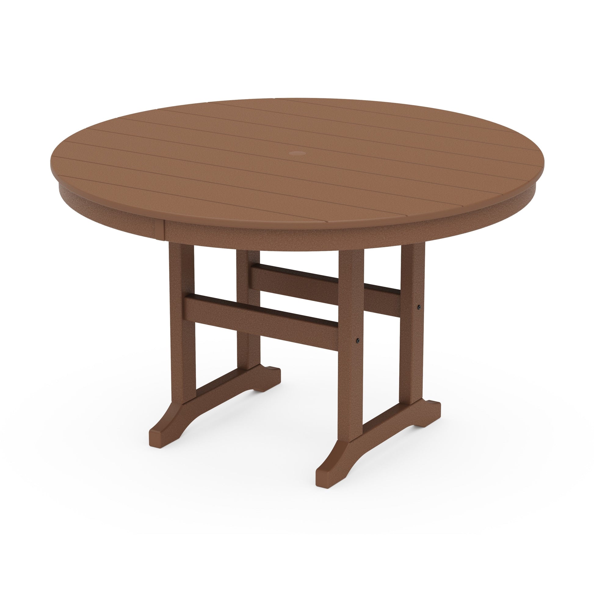POLYWOOD 48" Round Farmhouse Dining Table — Teak