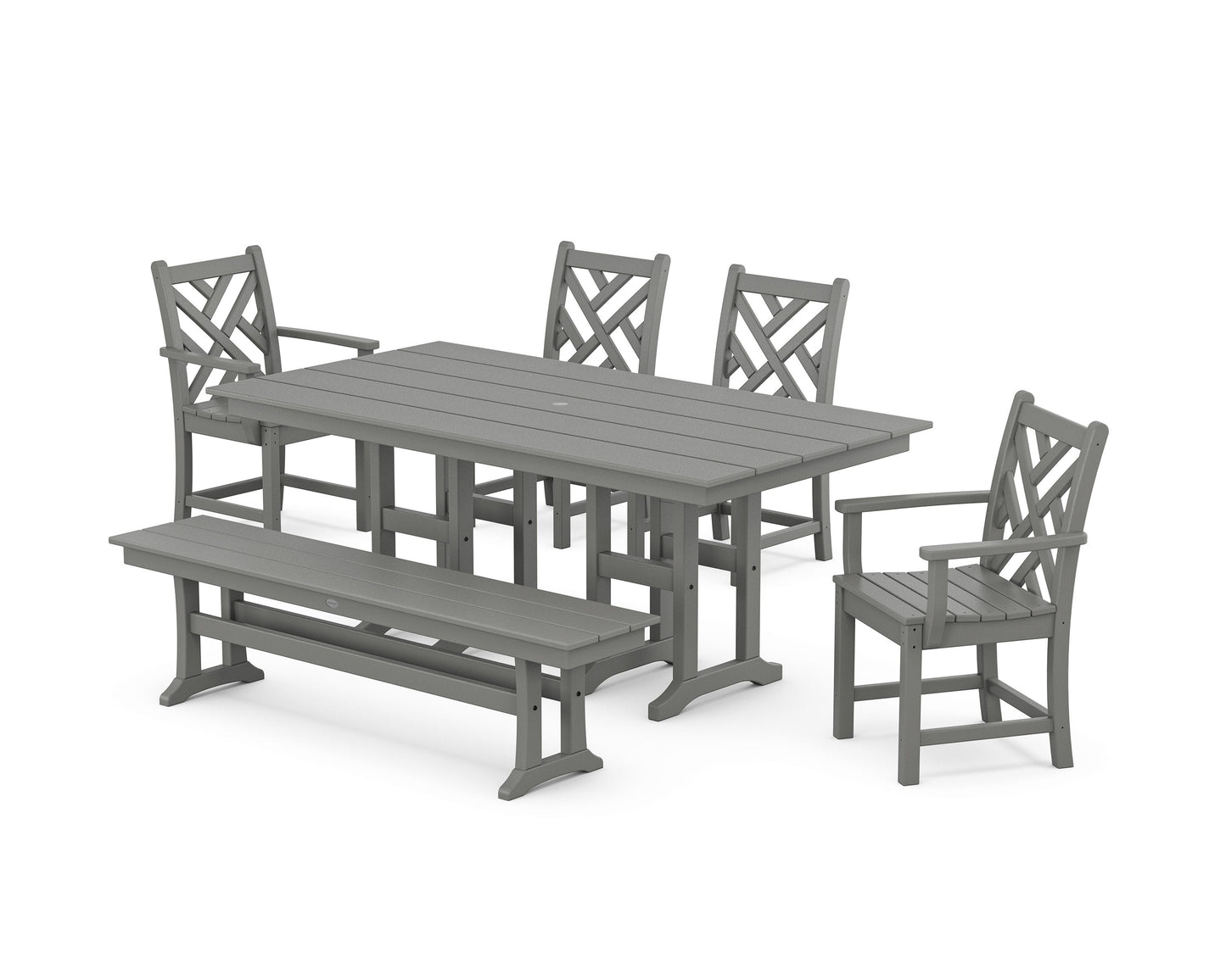 POLYWOOD Chippendale 6-Piece Farmhouse Dining Set — Slate Grey