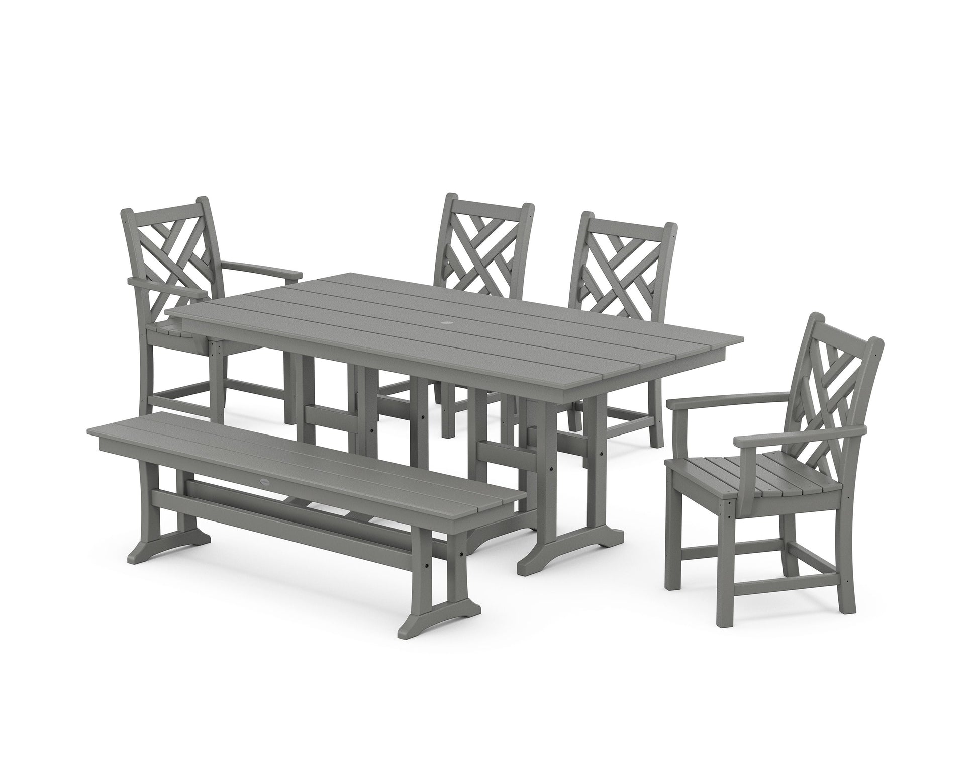 POLYWOOD Chippendale 6-Piece Farmhouse Dining Set — Slate Grey
