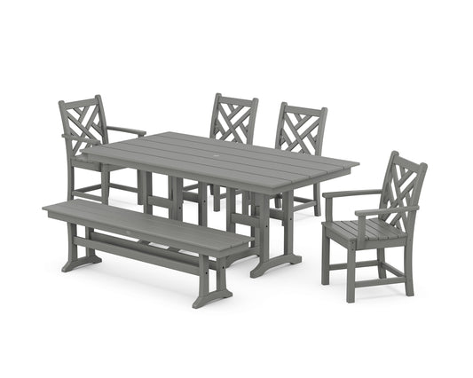 POLYWOOD Chippendale 6-Piece Farmhouse Dining Set — Slate Grey