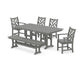 POLYWOOD Chippendale 6-Piece Farmhouse Dining Set — Slate Grey