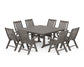 POLYWOOD Vineyard Folding Chair 9-Piece Square Farmhouse Dining Set with Trestle Legs — Driftwood