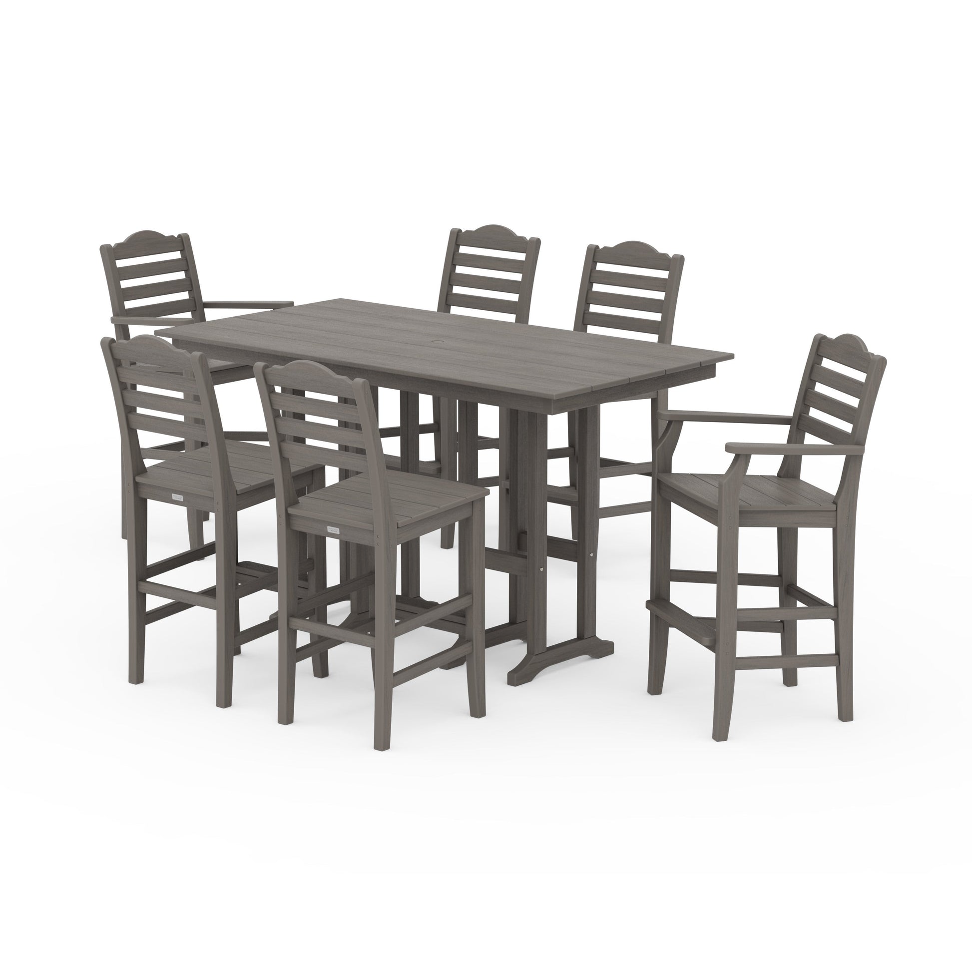 POLYWOOD Savannah 7-Piece Farmhouse Bar Set — Driftwood