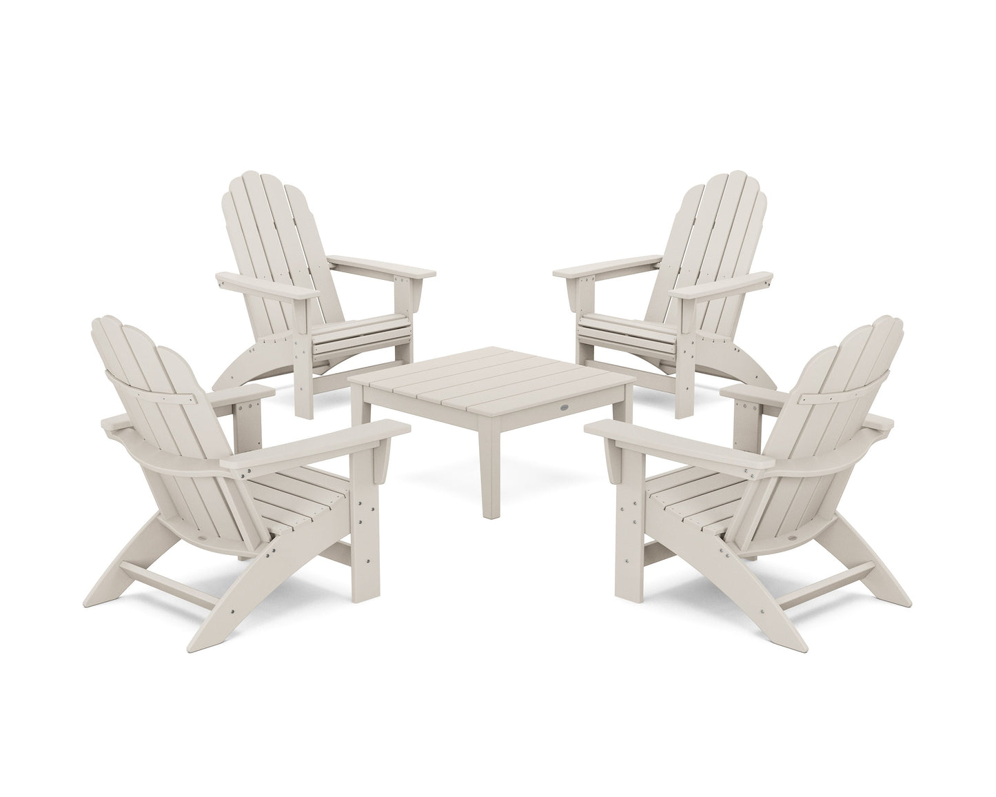 POLYWOOD 5-Piece Vineyard Grand Adirondack Chair Conversation Group — Sand