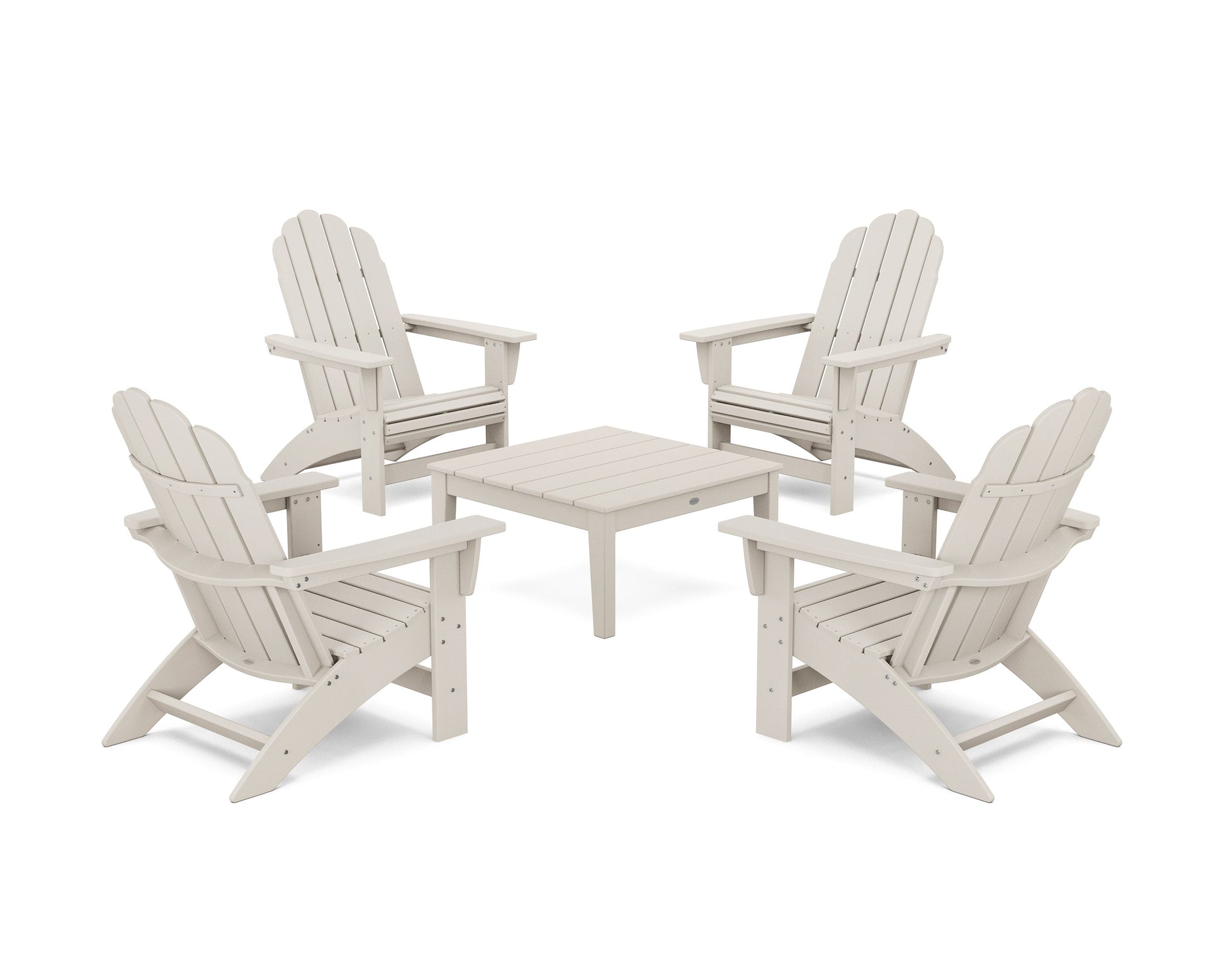 POLYWOOD 5-Piece Vineyard Grand Adirondack Chair Conversation Group — Sand