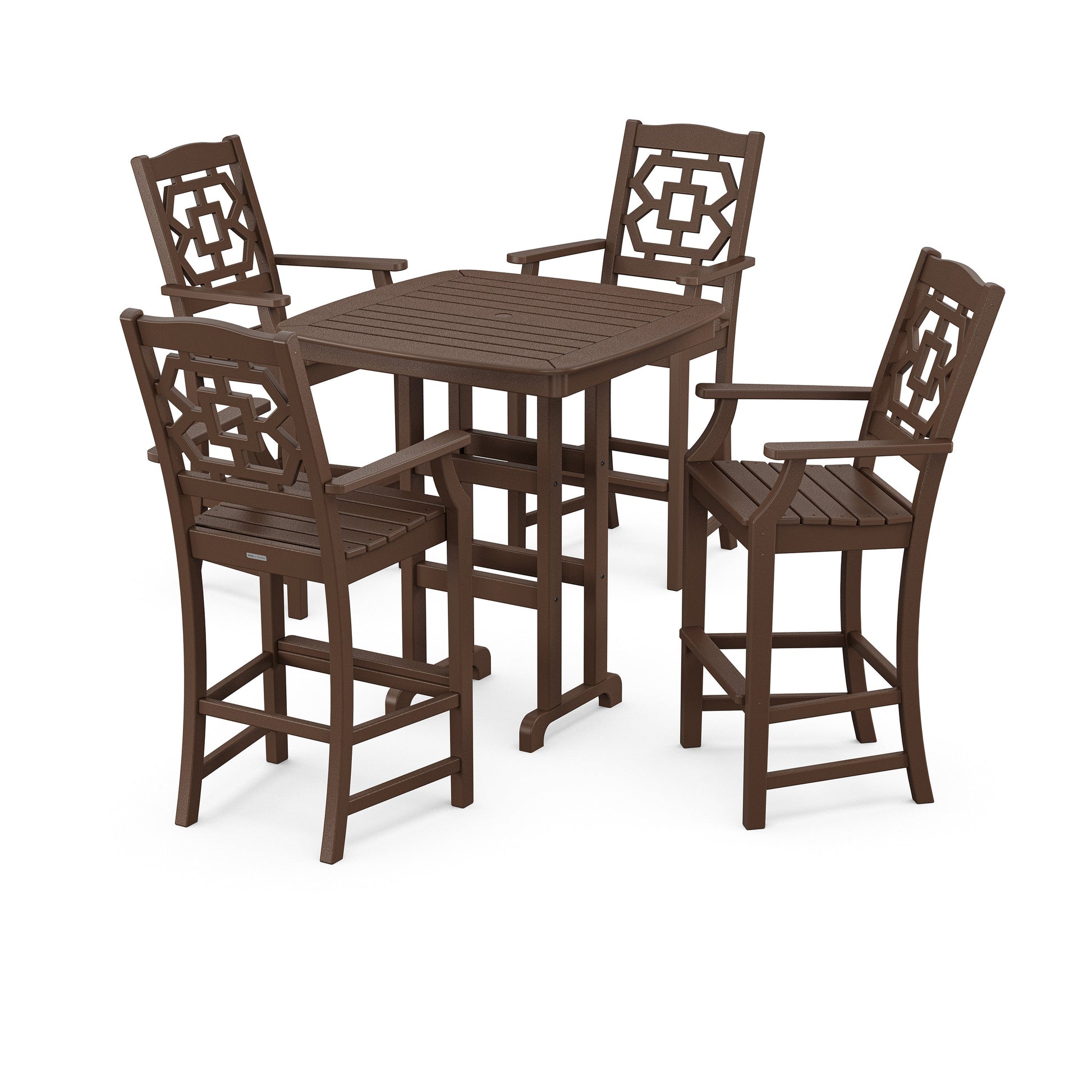 POLYWOOD Chinoiserie 5-Piece Bar Set — Mahogany
