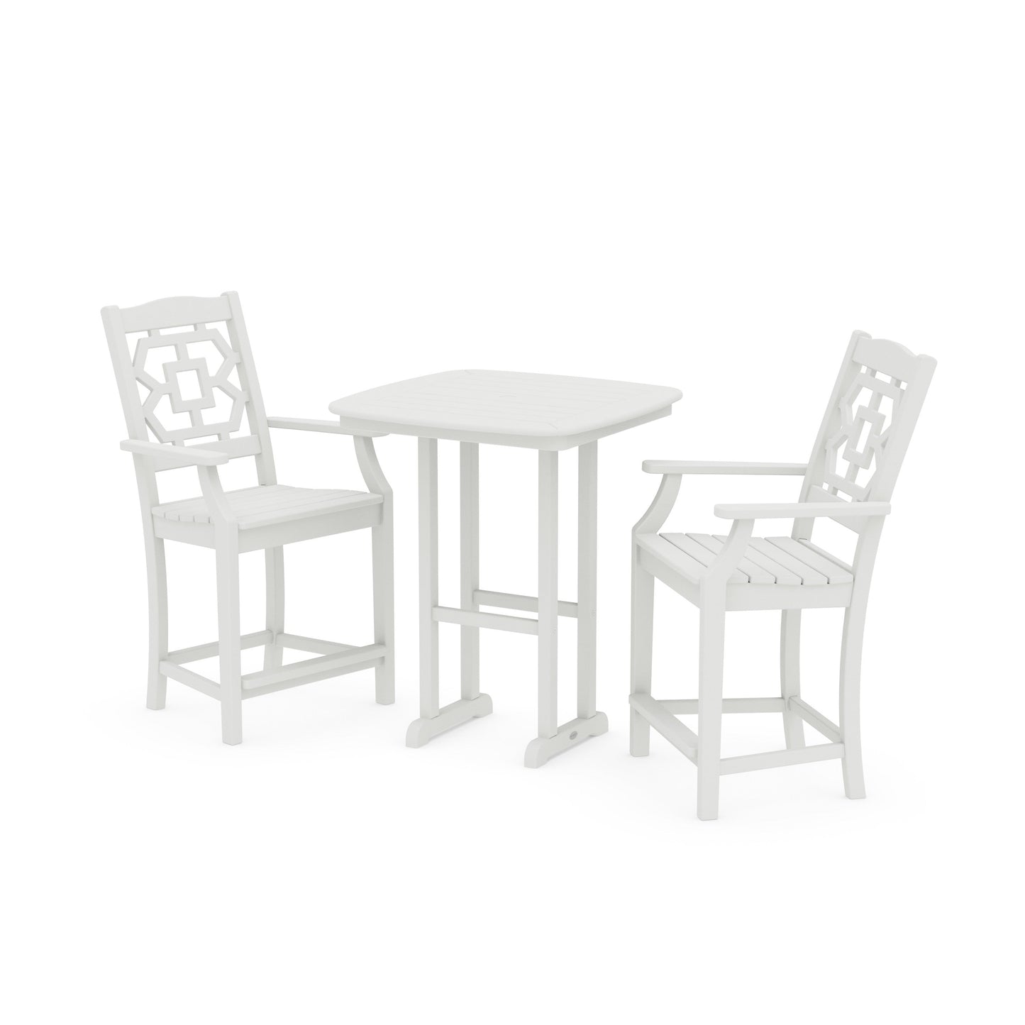 POLYWOOD Chinoiserie 3-Piece Counter Set — Vintage White