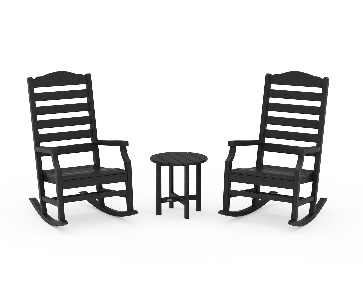 POLYWOOD Savannah 3-Piece Rocking Chair Set — Black