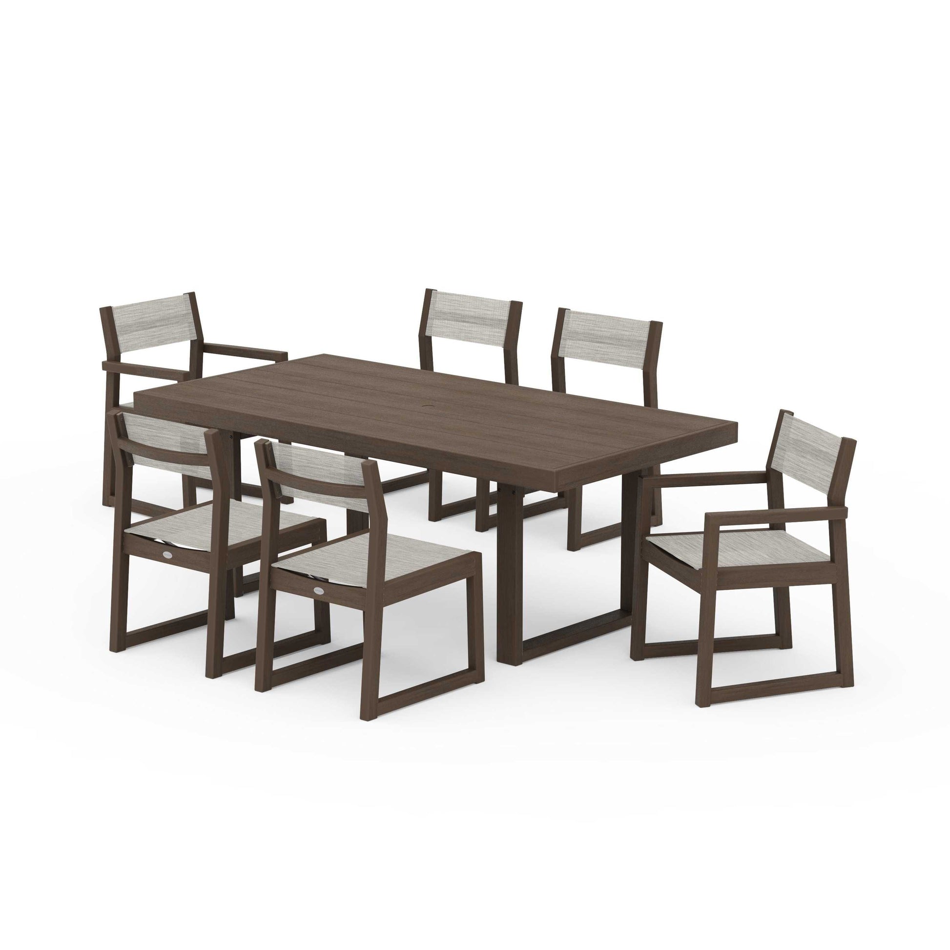 POLYWOOD EDGE Sling 7-Piece Dining Set — Kona / Birch Sling