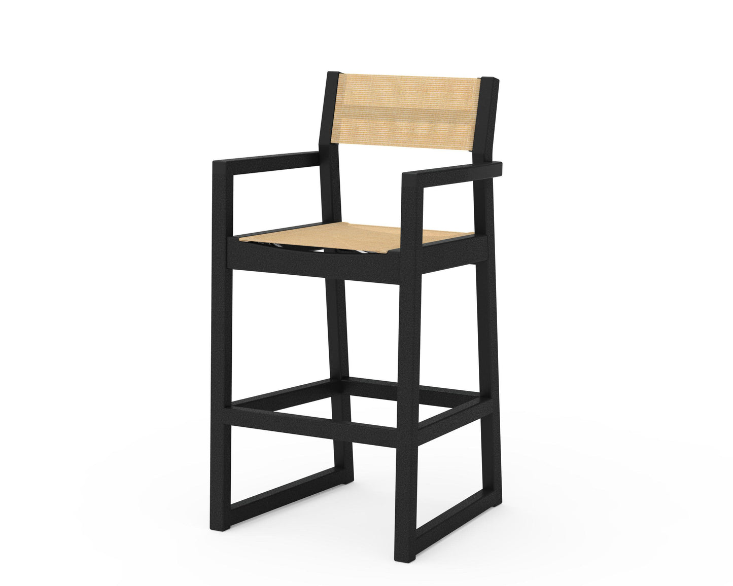 POLYWOOD EDGE Sling Bar Arm Chair — Black / Dupioni Apricot Sling