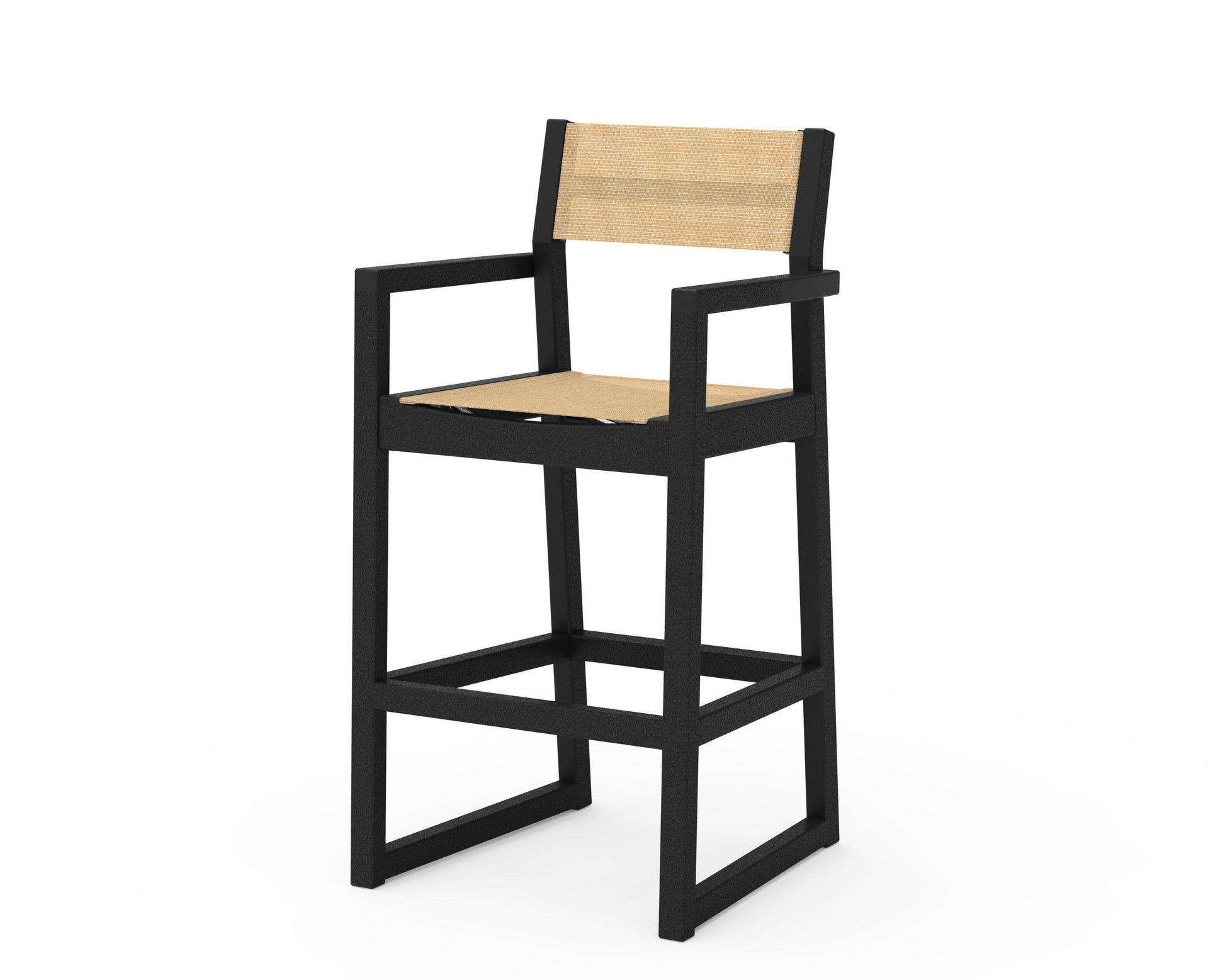 POLYWOOD EDGE Sling Bar Arm Chair — Black / Dupioni Apricot Sling