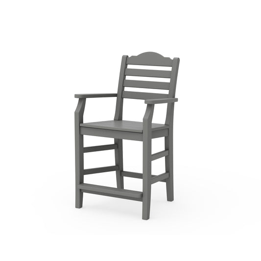 POLYWOOD Savannah Counter Arm Chair — Slate Grey