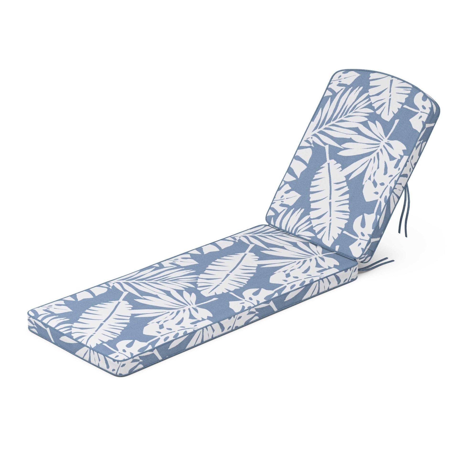 POLYWOOD Chinoiserie Chaise Cushion — Leaf Sky Blue