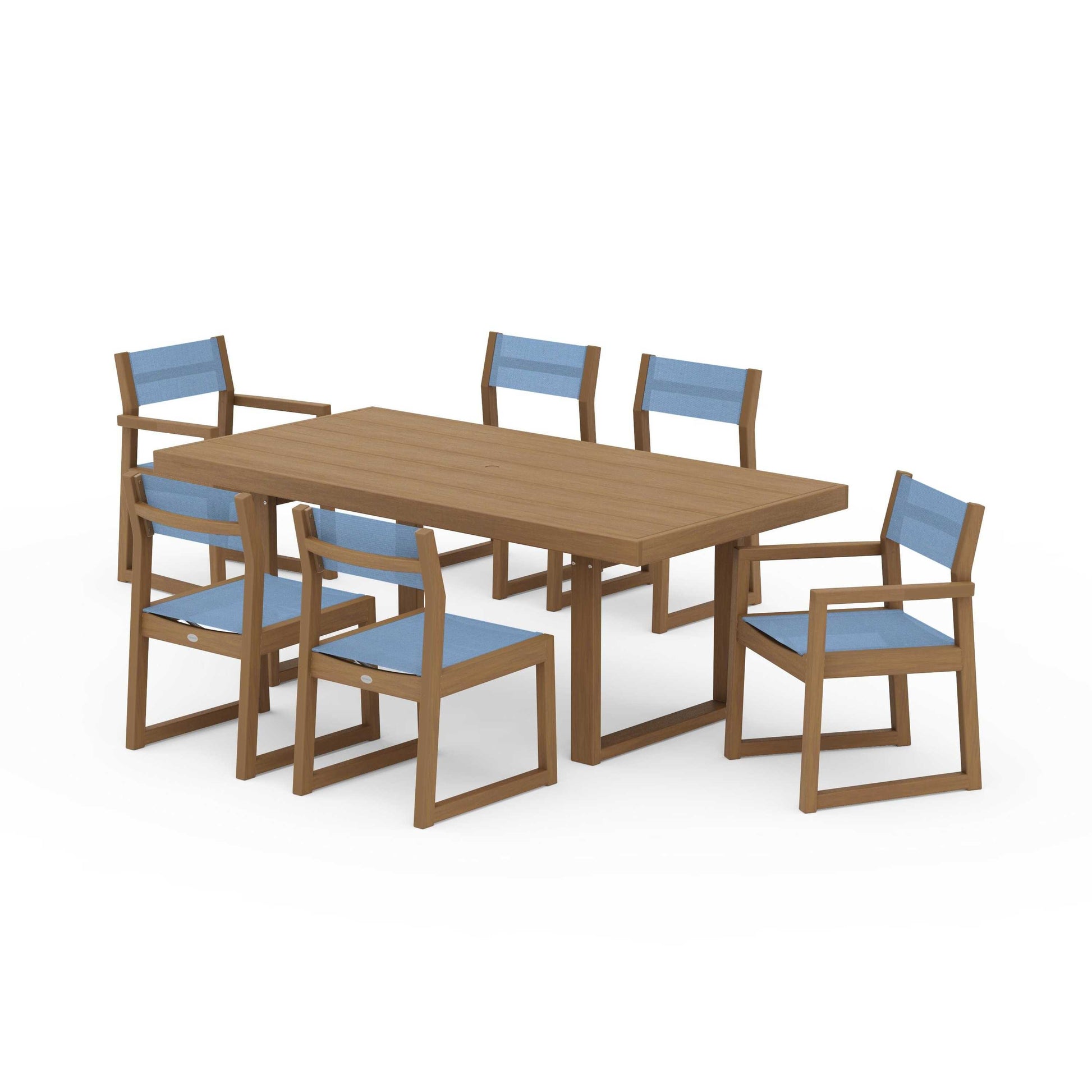 POLYWOOD EDGE Sling 7-Piece Dining Set — Natural / Poolside Sling