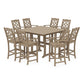 POLYWOOD Chinoiserie 9-Piece Square Farmhouse Bar Set with Trestle Legs — Vintage Sahara
