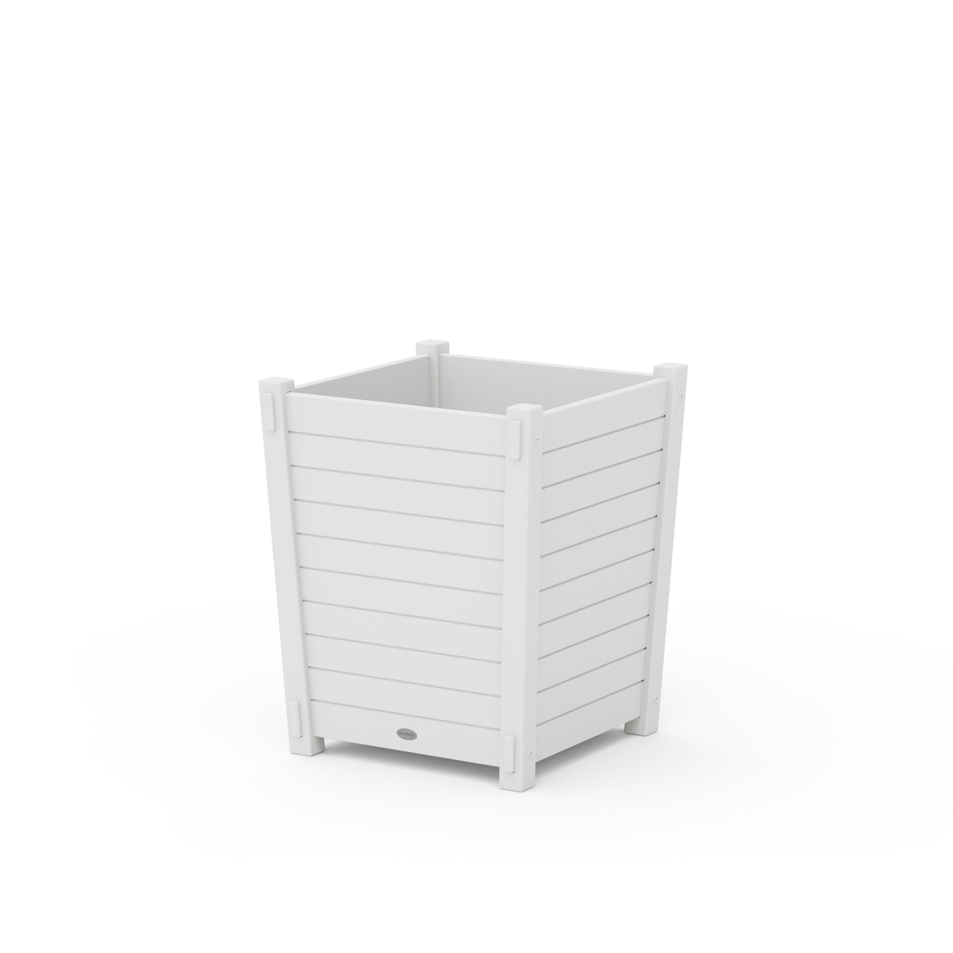 POLYWOOD Nautical Large Tapered Square Short Planter Box — White