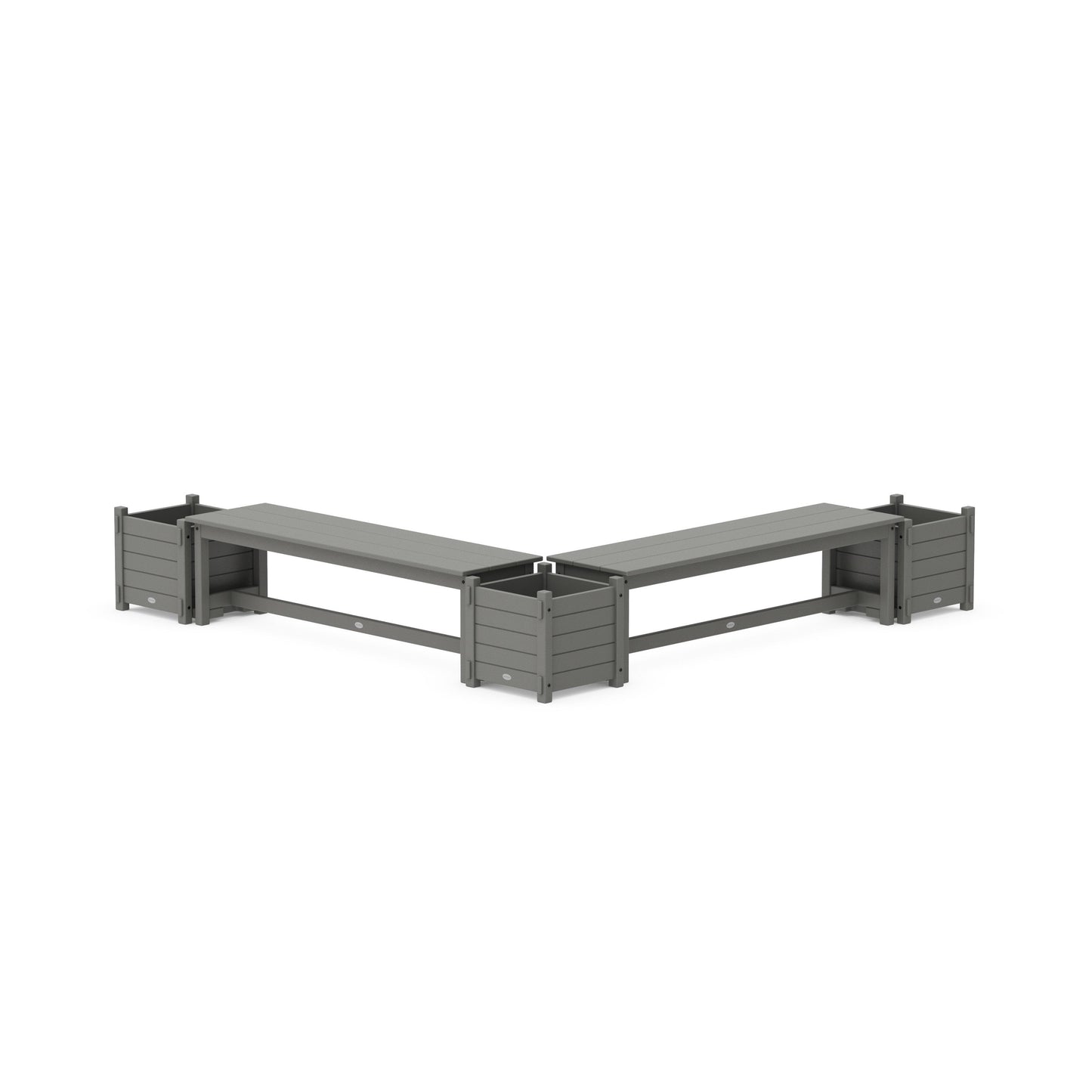 POLYWOOD 60" Nautical Straight Double Planter Bench Set
