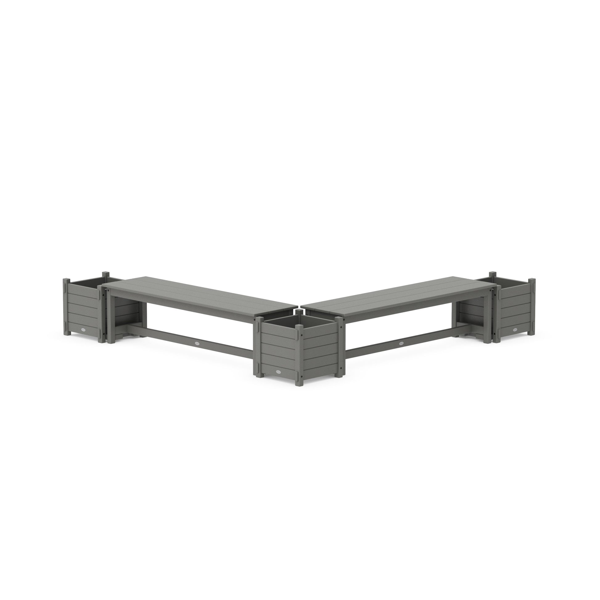 POLYWOOD 60" Nautical Straight Double Planter Bench Set