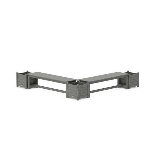 POLYWOOD 60" Nautical L- Shaped Planter Bench Corner Set — Slate Grey