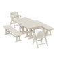 POLYWOOD Nautical Lowback 5-Piece Dining Set with Benches — Sand