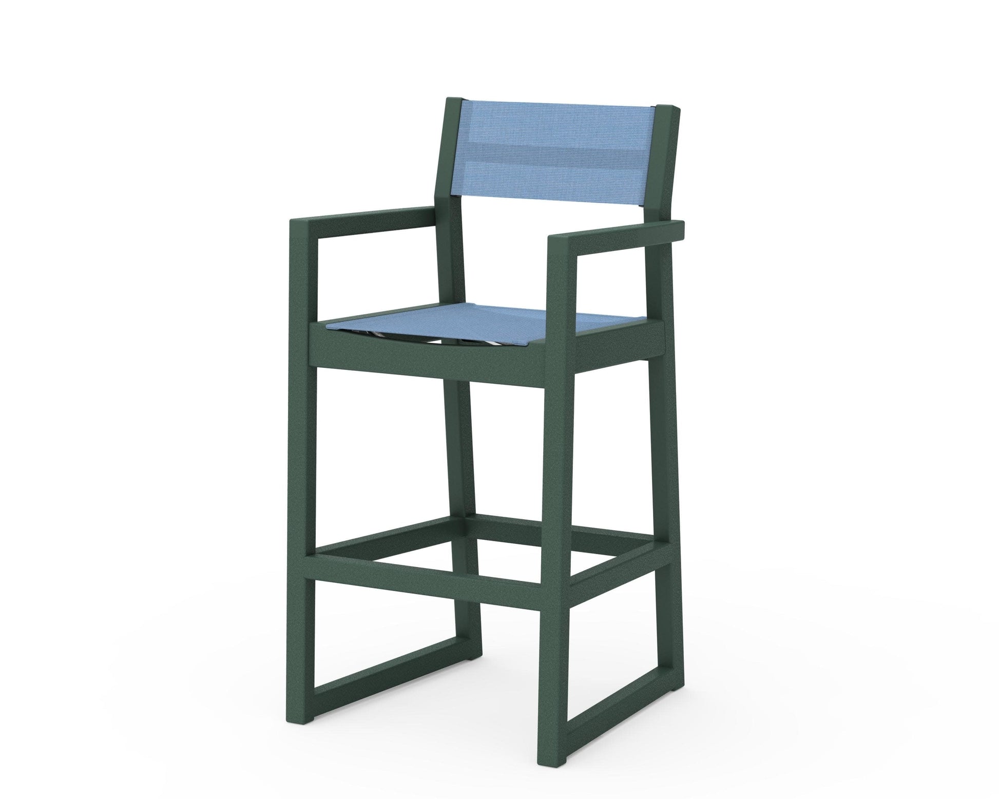 POLYWOOD EDGE Sling Bar Arm Chair — Green / Poolside Sling