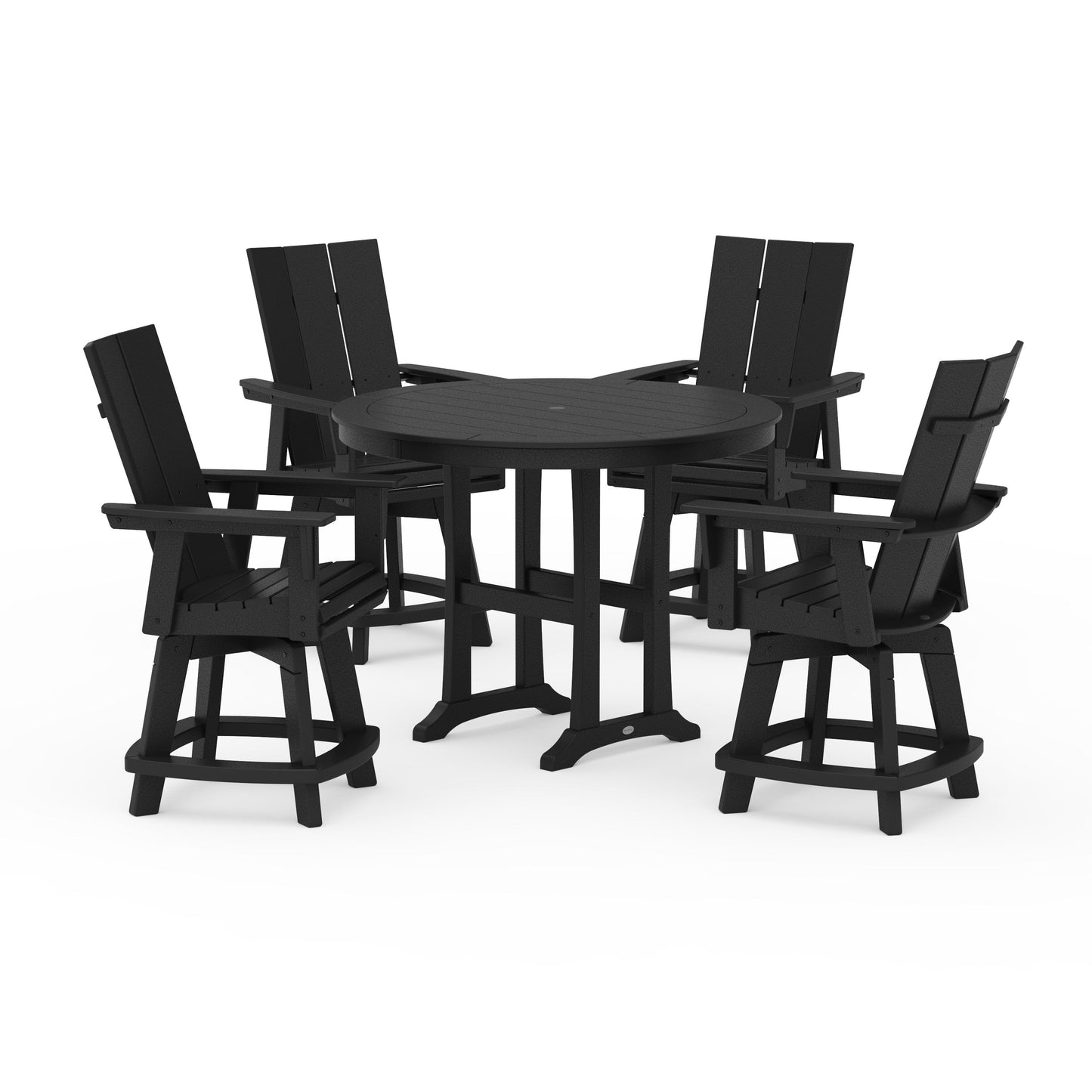POLYWOOD 5-Piece Modern Swivel Counter Set — Black