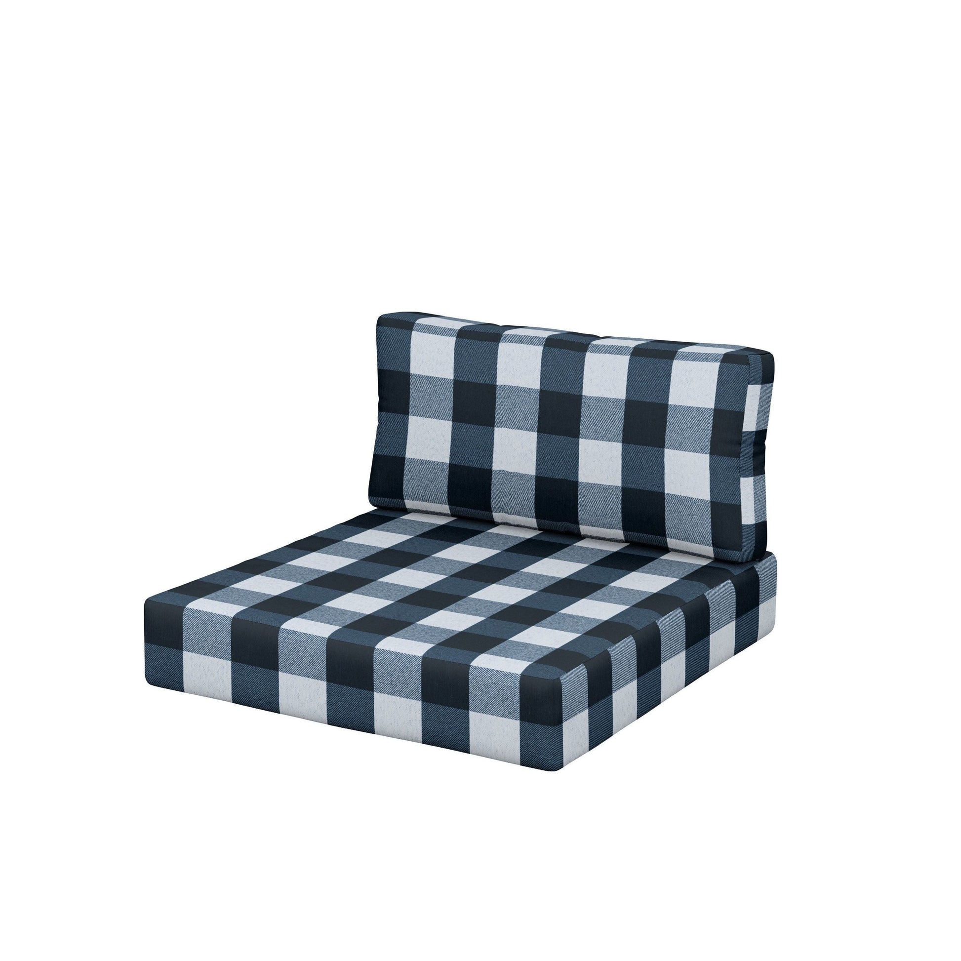 POLYWOOD Acadia Back/Seat Cushion Set — Buffalo Plaid Marine Indigo