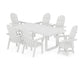 POLYWOOD Vineyard Curveback Adirondack Swivel Chair 7-Piece Dining Set — White
