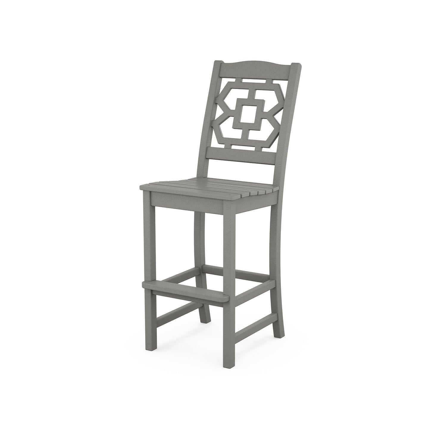 POLYWOOD Chinoiserie Bar Side Chair — Slate Grey