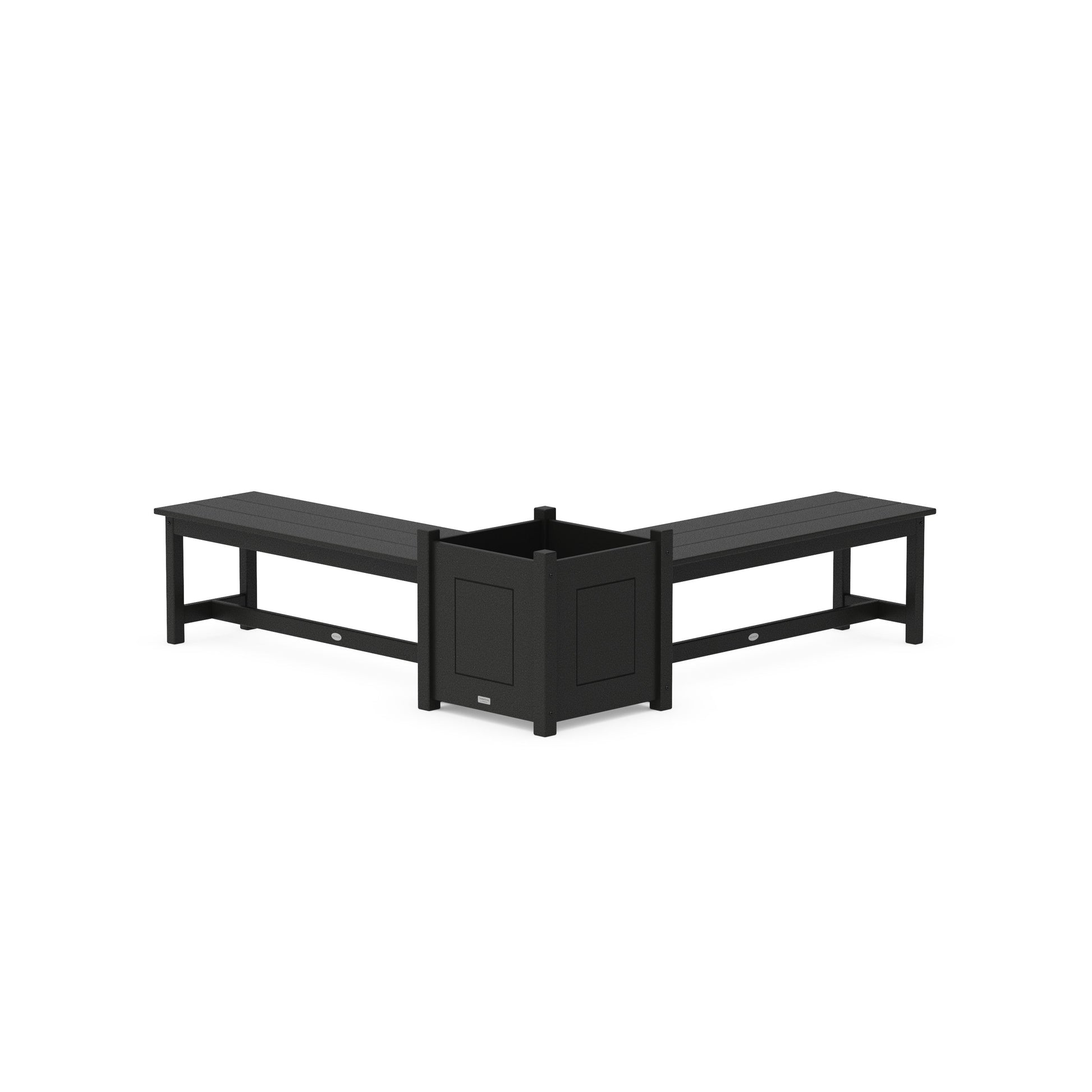 POLYWOOD 48" Country Living L- Shaped Planter Bench Set- Large — Black