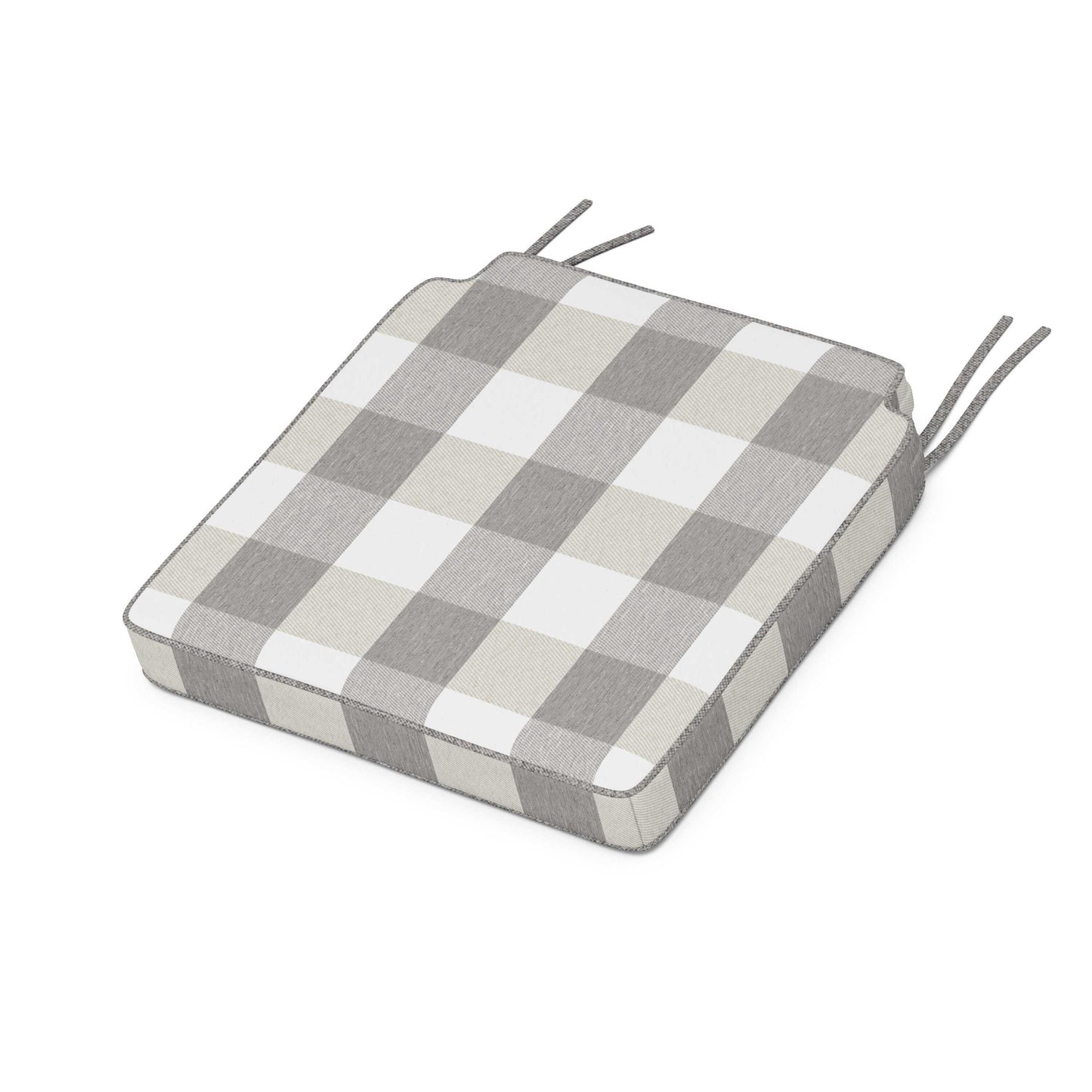 POLYWOOD Acadia Dining Side Seat Cushion — Buffalo Plaid Grey Mist