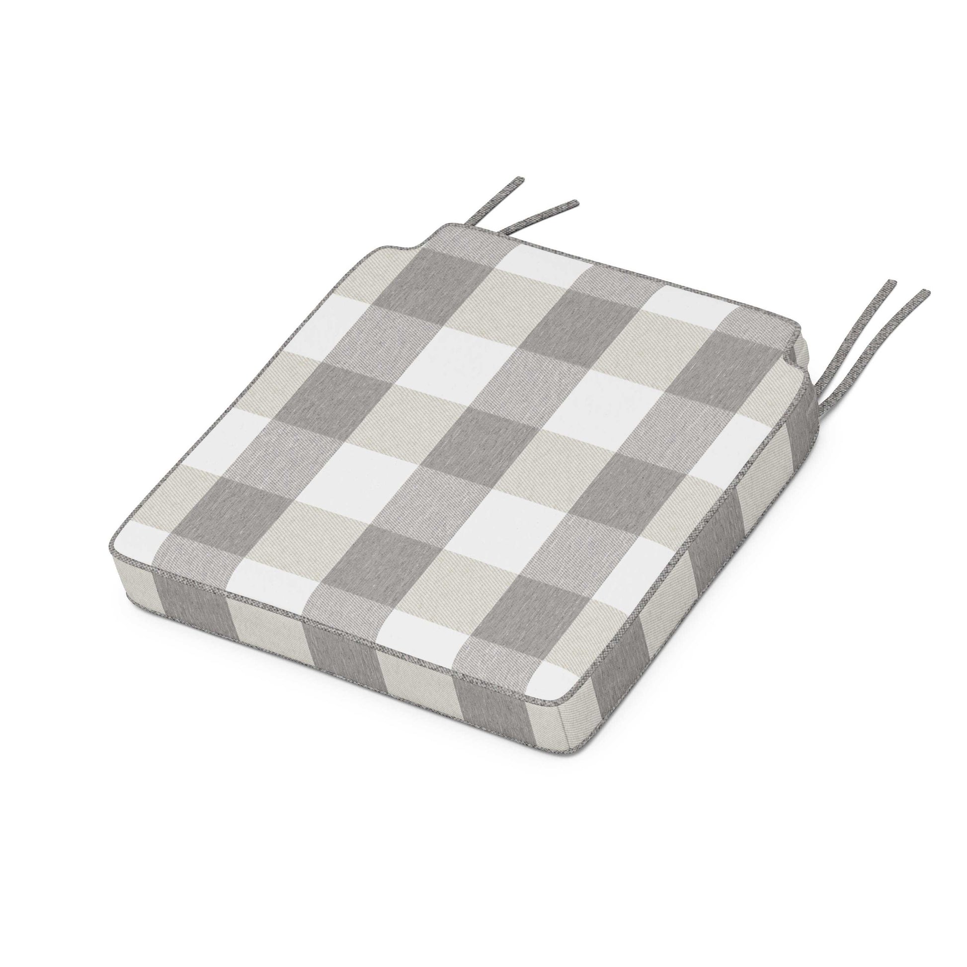 POLYWOOD Acadia Dining Side Seat Cushion — Buffalo Plaid Grey Mist