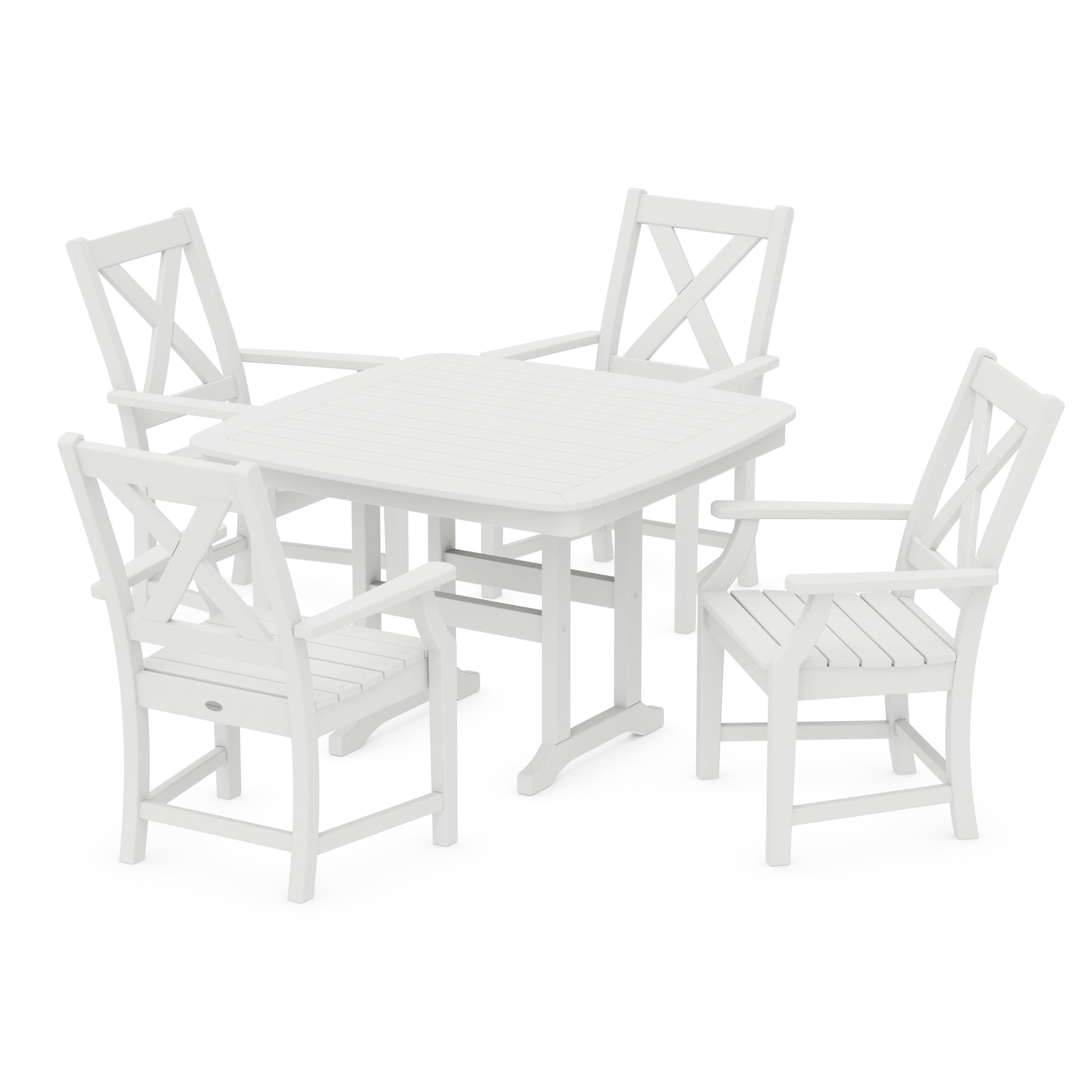 POLYWOOD Braxton 5-Piece Dining Set with Trestle Legs — White