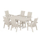 POLYWOOD Modern Curveback Adirondack 7-Piece Farmhouse Dining Set — Sand