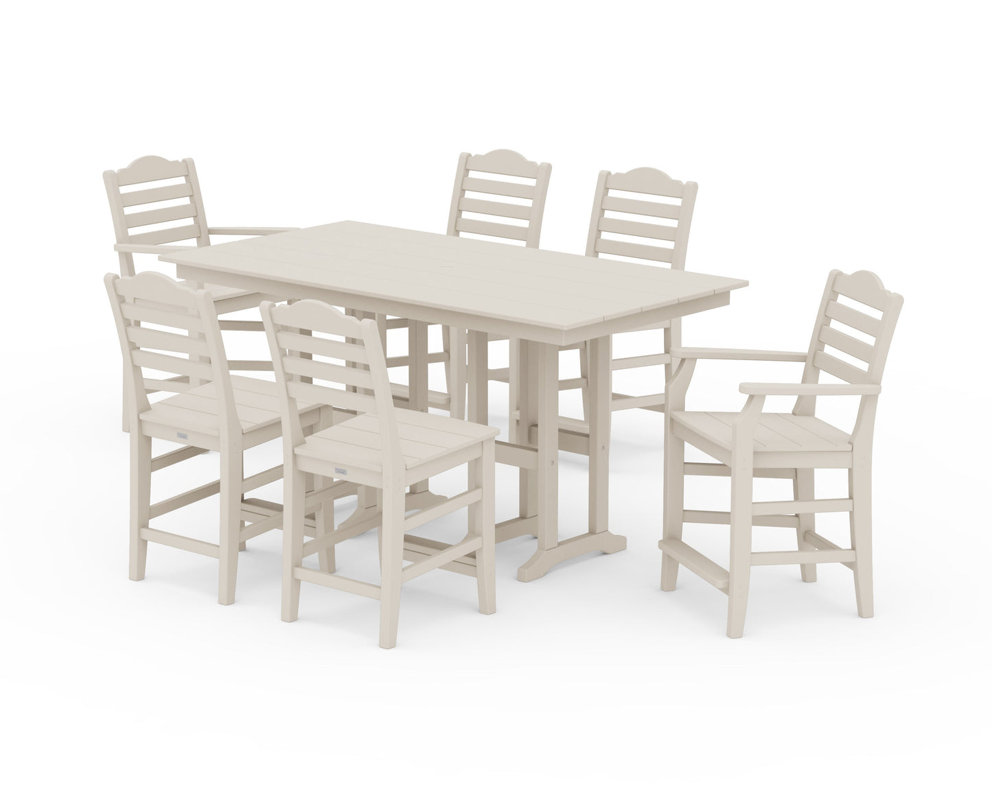 POLYWOOD Savannah 7-Piece Farmhouse Counter Set — Sand